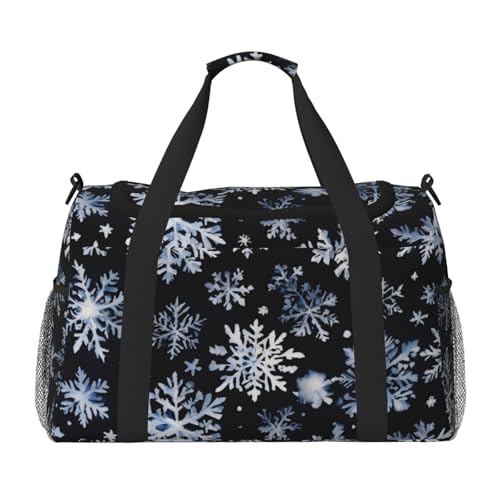 Snowman Stars and Snowflakes Print Foldable Carry On Tote Large Capacity Hand Carry Bag for Airplane Weekend Getaways