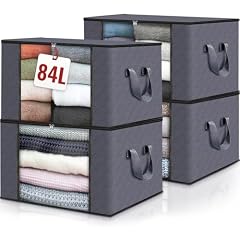 edihome, Scatole per Armadio, (4 unità), Contenitori Sottoletto, Salvaspazio, in Tessuto, Pieghevole, Scatole Vestiti Cambio Stagione (Grigio scuro, Pack di 4)