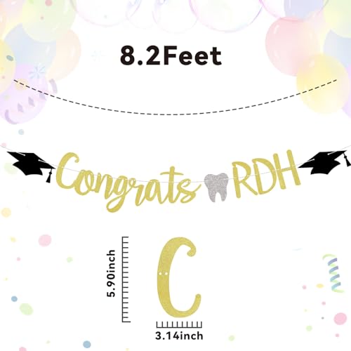 Congrats RDH Banner, Dentist Graduation Party Decorations, Holy Molar You Did It, Hygienist Grad, Hygiene Queen New Dental Graduation Party Decorations Gold Glitter by Nesinpa - Used condition - Image 5