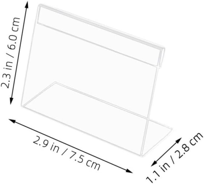 DOITOOL 30pcs Acrylic Price Tag Holder L Shaped Counter Display Stand