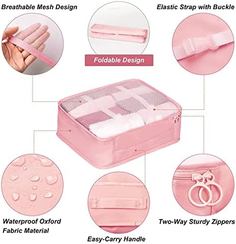 Packing Cubes for Suitcase,ZDKGER 12 PCS Packing Cubes Travel Luggage Organizers Waterproof Suitcase Organiser Bags Travel Essentials Bag Clothes Shoes Storage Bags - Pink
