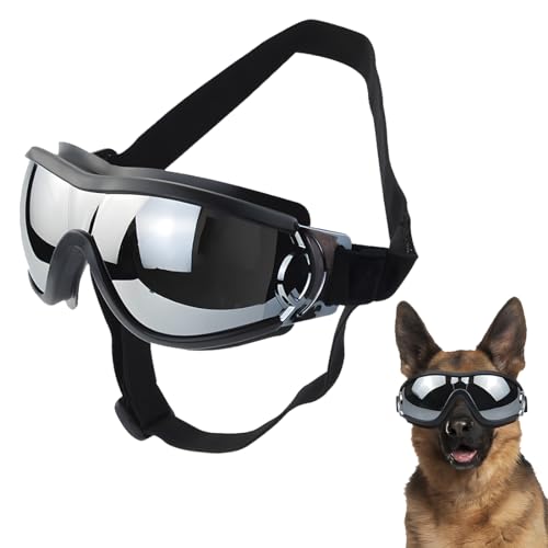MenYiYDS 1 Pcs Hundebrille, wasserdichte Hundebrille, UV-Schutz, Hundesonnenbrille mit verstellbarem Gummiband, Winddichte Motorradbrille für mittelgroße bis große Hunde