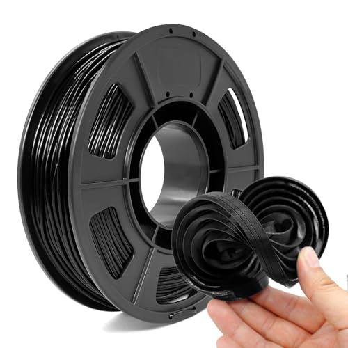 Tecsonar 85A TPU 3D Printer Filament 1.75mm 0.03mm 250g Black Filament Super Soft & Flexible Rubber-Like Filament Durable & Wear-Resistant Smooth Feeding Ideal for RC Car Tires Lego Wheels.