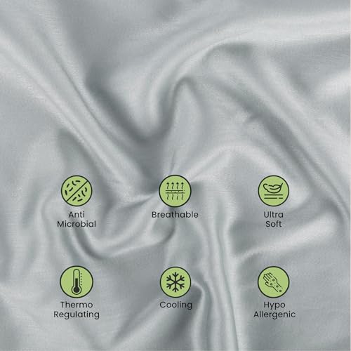 Image of Mush Bamboo Pillow Cover Set of 2 | 100% Bamboo Pillow Cover for Hair and Skin | 250 TC | Breathable, Silky Soft and Envelope Pillowcases | 17 inchx27 inch (250 TC, Light Grey)