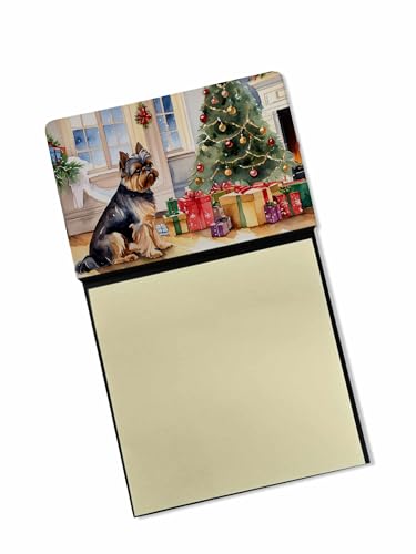 Caroline's Treasures Brussels Griffon Cozy Christmas Sticky Note Holder Refillable Dispenser Self-Sticky Note Pads, Memo Pads Blank Desk Accessories
