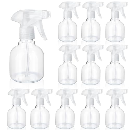 Jinei 24 Pcs 8 oz Empty Plastic Spray Bottle Bulk with Trigger Sprayers Pet Adjustable Head from Fine to Stream Refillable for Hair Plants Cooking Pets No Leakage(Clear)