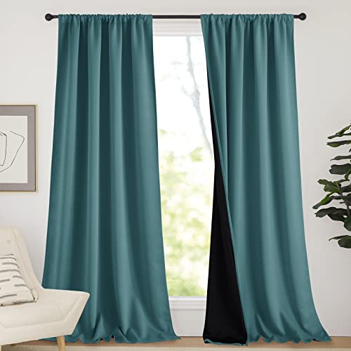 NICETOWN Biscotti Beige 108 inch Blackout Curtains for Patio Sliding Door | Thermal Insulated, 100% Blackout Curtains for Living Room Darkening Rod Pocket Window Drapes, Noise Reducing, 2 Pa