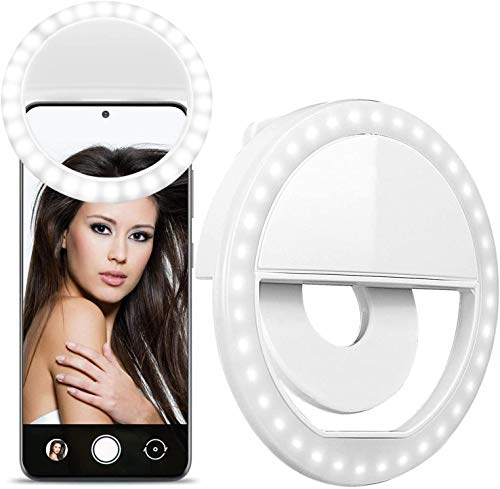Anel de selfie de iluminação circular LED com clipe para celular, iPhone, iPad, laptop, fotografia,