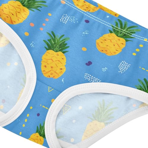 Wusikd Cute Pineapple Blue Girls' Underwear Cotton Girls Briefs Soft Toddler Underwear 2T4