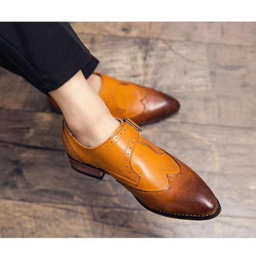 Men's Monk Strap Loafers Fashion Business Casual Formal Work Slip-On Shoes,Brown,48 EU3