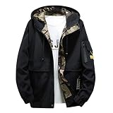  DEELIN Veste Sweat à Capuche Homme Personnalité De Mode Doublure Camouflage Imprimé Manteau Coupe-Vent D\'extérieur Oversize Zippée Manteau Vest De Baseball Sport Bomber Blouson Homme Grande Taille