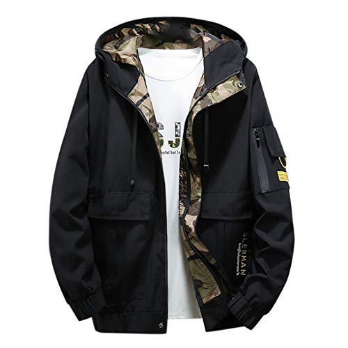 Veste à capuche Tarnung homme sweat noir patchwork avec poche taille 40