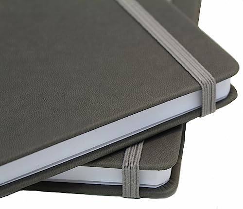 Lytek Faux Leather Lined Journal Notebooks With 120 Gsm, Hardcover Executive Notebook, 5.25 X 8.25 Inches For Writing - Date Mark, Inner Pocket, Ribbon Mark & Elastic Closure (Grey, Pack Of 6) #TOP1