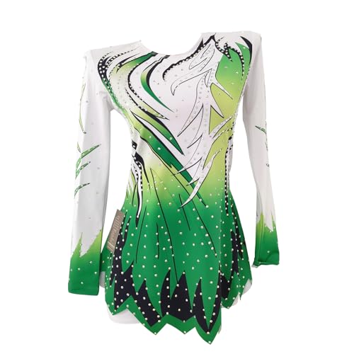 LIUHUO Mallas de gimnasia artística para niñas, color verde, de manga larga, para baile, para práctica y rendimiento, Verde, X-Small