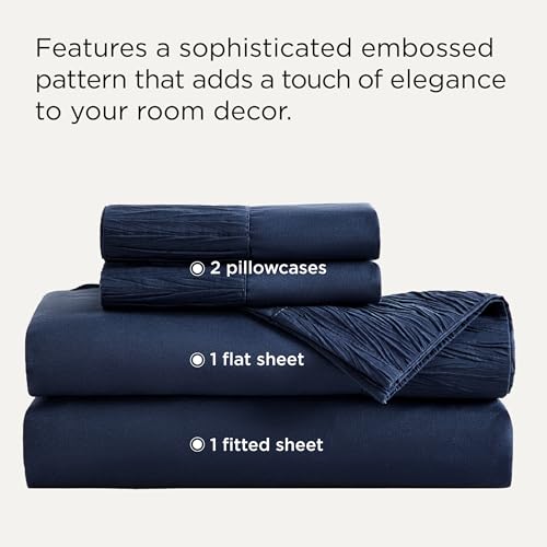 Image of Bedsure Full Size Bed Sheets - 4 Pieces Soft Full Sheet Set - Breathable & Cooling - Hotel Luxury - Easy Care Polyester Microfiber Bedding for Women, Men, Navy