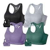 FITTIN Padded Sports Bras for Women: 4 Pack Support Racerback Bralette for Travel Hiking - Full Coverage Seamless Comfortable Tops for Large Bust Woman Cups C-DDD Vlogger Aged 25-35 - Gifts for Her