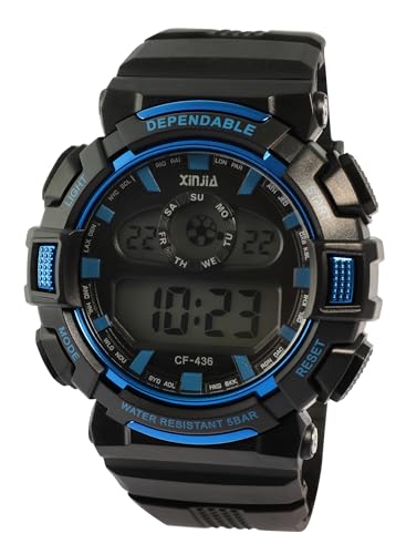 Imagen de Xinjia Reloj digital para hombre, negro, azul, TPU