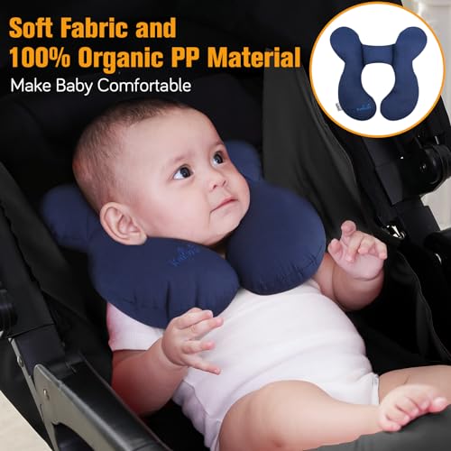 Image of KAKIBLIN Baby Travel Pillow, Upgraded Baby Neck Pillows for Car Seat, Infant Neck Support Pillow for Head and Neck,Newborn Head Support for Car Seat, Stroller, Pushchair(Blue)
