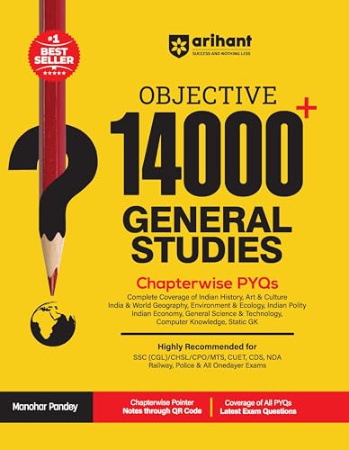 Image of Arihant Objective 14000+ General Studies Chapterwise PYQs | Complete Coverage of History, Polity, Geography, Economy, Science & Static GK |for SSC, Railway, NDA, CDS & All Competitive Exams