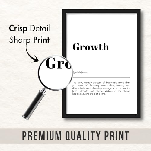 Image of ArtAction Growth Wall Frame Poster | Motivational Office Word Art for Study Room & Workspace | A4 Size | Framed Typography Poster | Minimalistic Gift for Office Decor