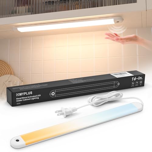 MYPLUS 16' Under Cabinet Lighting, Hand Wave Sensor Under Counter Lights for Kitchen, 600LM Bright...