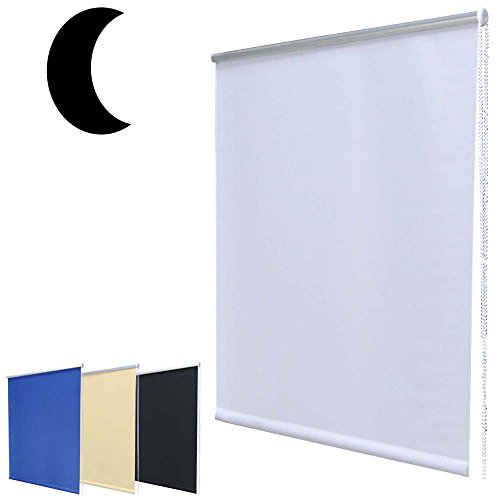 Hossi's Wholsale Mini Soporte de Sujeción Opaco Enrollable Perforaciones con Blanco 40 x 160 cm (Ancho x Altura)