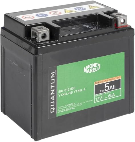 Quantum Energy Magneti Marelli Batteria Moto E Scooter Tecnologia 5AH 12V 65A Agm Sigillata Polo Positivo Destro - 2