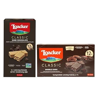 Loacker Double Chocolate and Dark Chocolate Cream Wafer Cookies Bundle