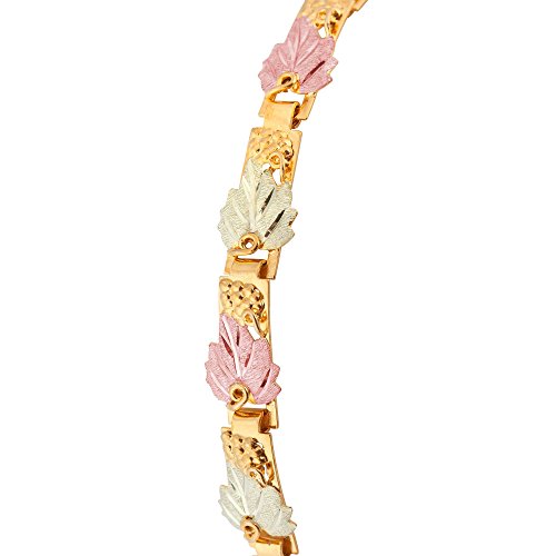 Black Hills Gold Bracelet for Women, 12k Green and Rose Gold & 10k Gold with Tri-Color Grape & Vine Design2