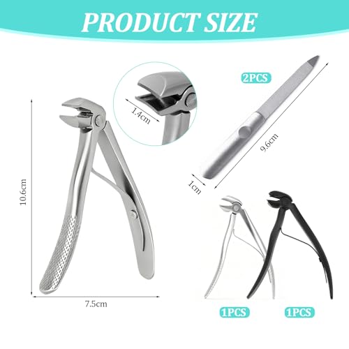 2 Pcs Nail Clippers For Seniors, Ergonomic Long Handled Nail Clippers With Catcher, Long Handled Toenail Clipper With 2 Nails File For Thick Toenails And Fingernails (Black) - 2