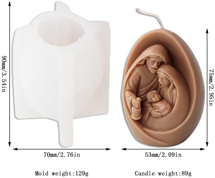 Miniatura 2 de Tone Fun Moldes de silicona con forma de familia Jesús para hacer velas, resina, velas de aromaterapia, jabón de cera hecho a mano, decoración del