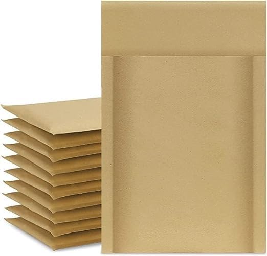 Packing Supply Plain Kraft Paper Courier Bag with Bubble Wrap 5x4 Inch, Postage Packaging Courier Envelope, (Pack of 50 Bags, Brown)