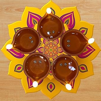 SID LED Diya Lights, Water Sensor Electric Flameless Smokeless, Warm Ambient, 2 Pieces, for Home Decor, Diwali, Festivals-image-43