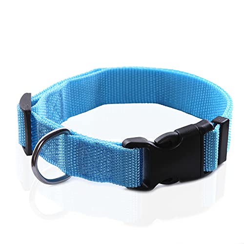 Adjustable Nylon Dog Collar, pet Collar 1 Inch 3/4 Inch 5/8 Inch Wide, for Large Medium Small Dogs (L(1' x 16-23'), Sky Blue)