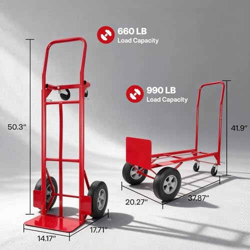 Carretilla de mano 2 en 1 heavy duty capacidad 990 lbs miniatura 3