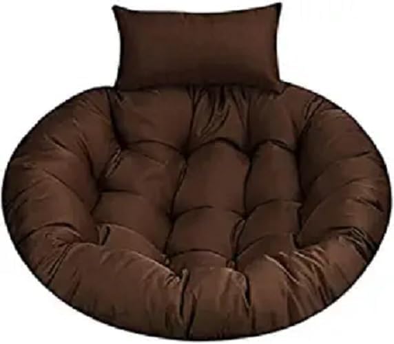 Image of KYNE Microfibre Cushion for Hanging Basket Round Shape Swing Chair Cushions for Outdoor Egg Swing Chair Garden Swing, Seat Padded Pillow Cushion (Brown)