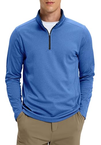 G Gradual Quarter Zip Pullover for Men Fleece Lined Sweatshirt Long Sleeve Winter Golf Shirt Mock Neck Polo Running Sweater, Royal Blue, Medium