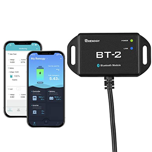 Image of Renogy BT-2 Bluetooth Module RJ45 Communication Port Wirelessly Monitor and Adjust Compatible Renogy Solar Charge Controllers, Smart Lithium Batteries, Inverters, and DC-DC MPPT Battery Chargers,Black