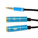 Headset Adapter Y Splitter Extension Cable 3.5mm Stereo Male to 2 Port 3.5mm Female with Separate...