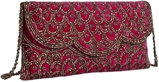 LANCER Beaded Clutch Purse for Women | Elegant Party Use Evening Bag with Magnetic Lock, Metal Zipper & Multi Compartments... Price In India