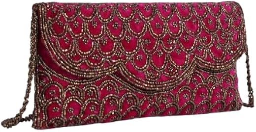 LANCER Beaded Clutch Purse for Women | Elegant Party Use Evening Bag with Magnetic Lock, Metal Zipper &amp; Multi Compartments...