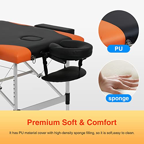 Massage Table Spa Bed Massage Bed 3 Fold 84 Inch Height Adjustable Aluminium Massage Table Portable Facial Salon Tattoo Bed W/Face Cradle Carry Case #TOP3