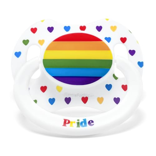 LittleForBig Bigshield Generation-II Adult Sized Printed Pacifier Rainbow Pride Pattern White