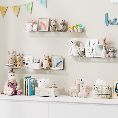 upsimples 6 Pack Acrylic Shelves for Wall Storage, 15" x 4“ Floating Bookshelves for Kids, Display Shelf Organizer for Bathroom, Bedroom, Living Room, Kitchen, Room Decor, Clear by upsimples - Image 4