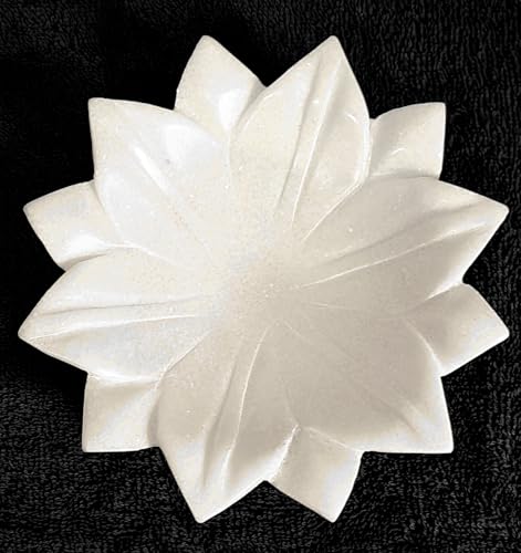 Handicraft Elegant White Marble Lotus Urli