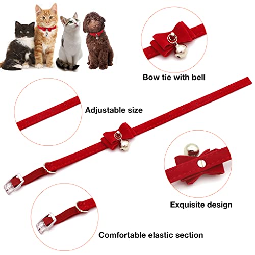Image of HASTHIP Adjustable Cat Belt, Strong Breakaway Buckle, Cat Collar With Bell, Velvet Neck Strap for Small and medium-sized Cats, Safety&Comfort 33.5CM - Red (Pack of 1)