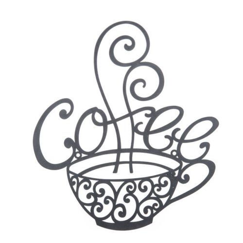 Coffee Scroll Metal Cup Wall Art Kitchen, Restaurant, Vintage Coffee Shop Decor