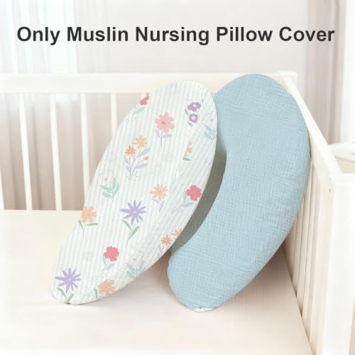 Image of Little Grape Land 100% Cotton Muslin Nursing Pillow Covers 2 Pack, (Garden)