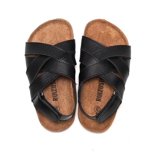 Toddler Sandals Boys Girls Sandal Little Kid with Cork Footbed Slides Adjustable Open Toes Flat Summer Shoes4