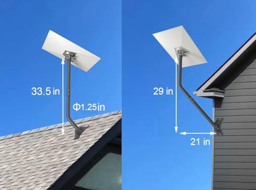 Image of cekay Starlink Gen 3 Mount Kit, Adjustable Wall Roof Mount for Starlink Standard 4 X Dish, 33.5 inch J Pole with Pipe Adapter, Reversible Standoff Arm, 360 Rotation, 20 Tilt, Heavy Duty Outdoor Mount